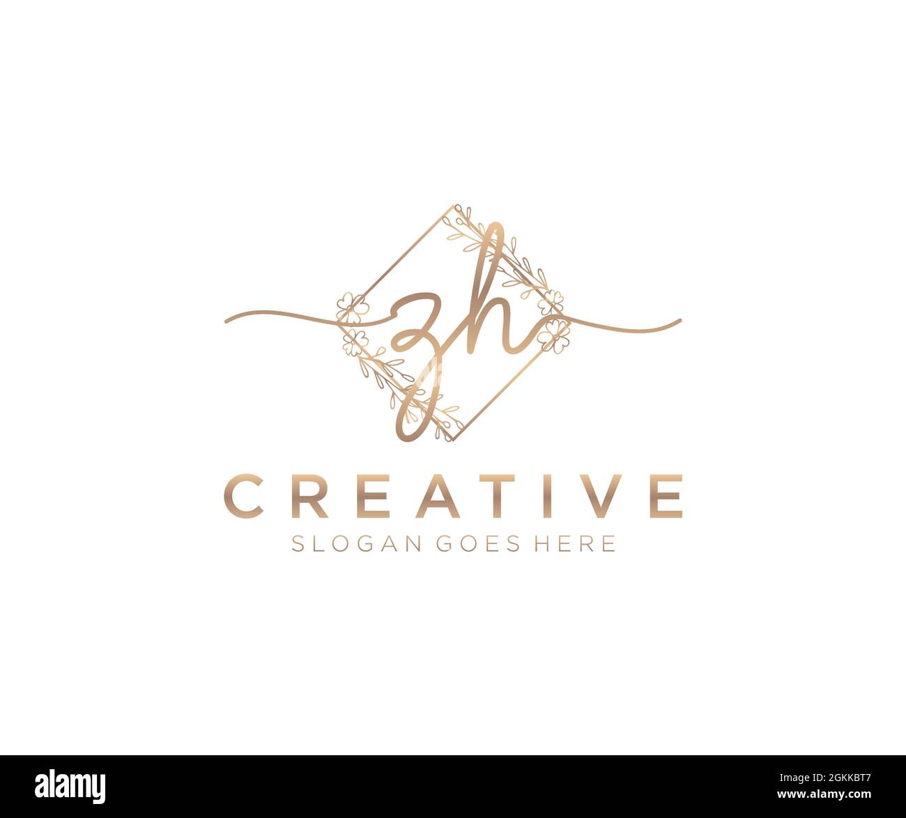ZH Feminine logo beauty monogram and elegant logo design, handwriting ...