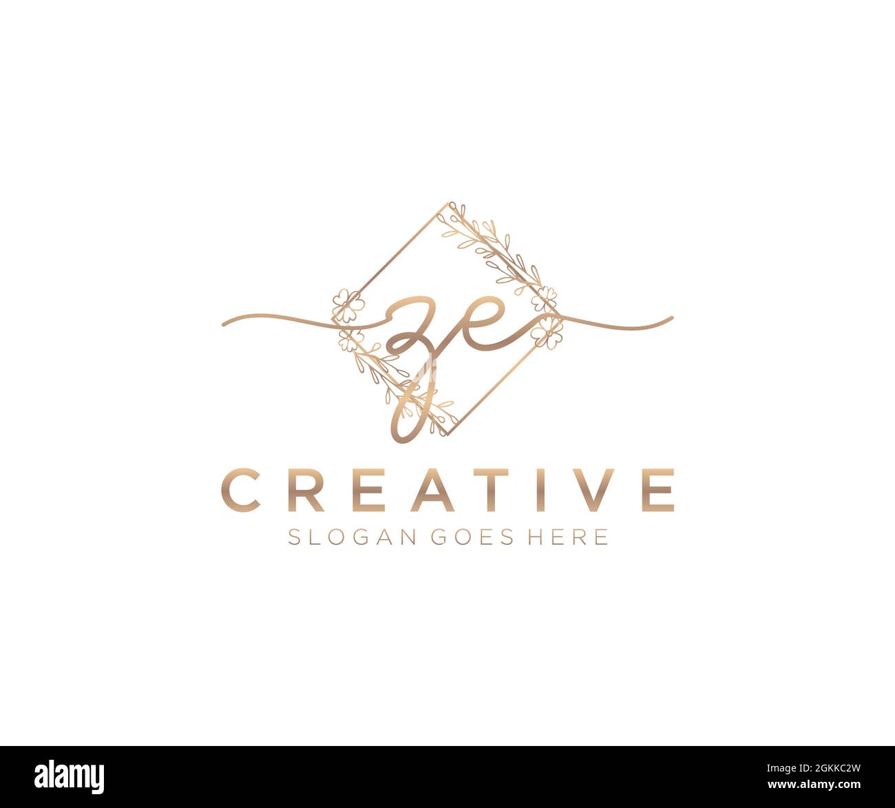 ZE Feminine logo beauty monogram and elegant logo design, handwriting ...