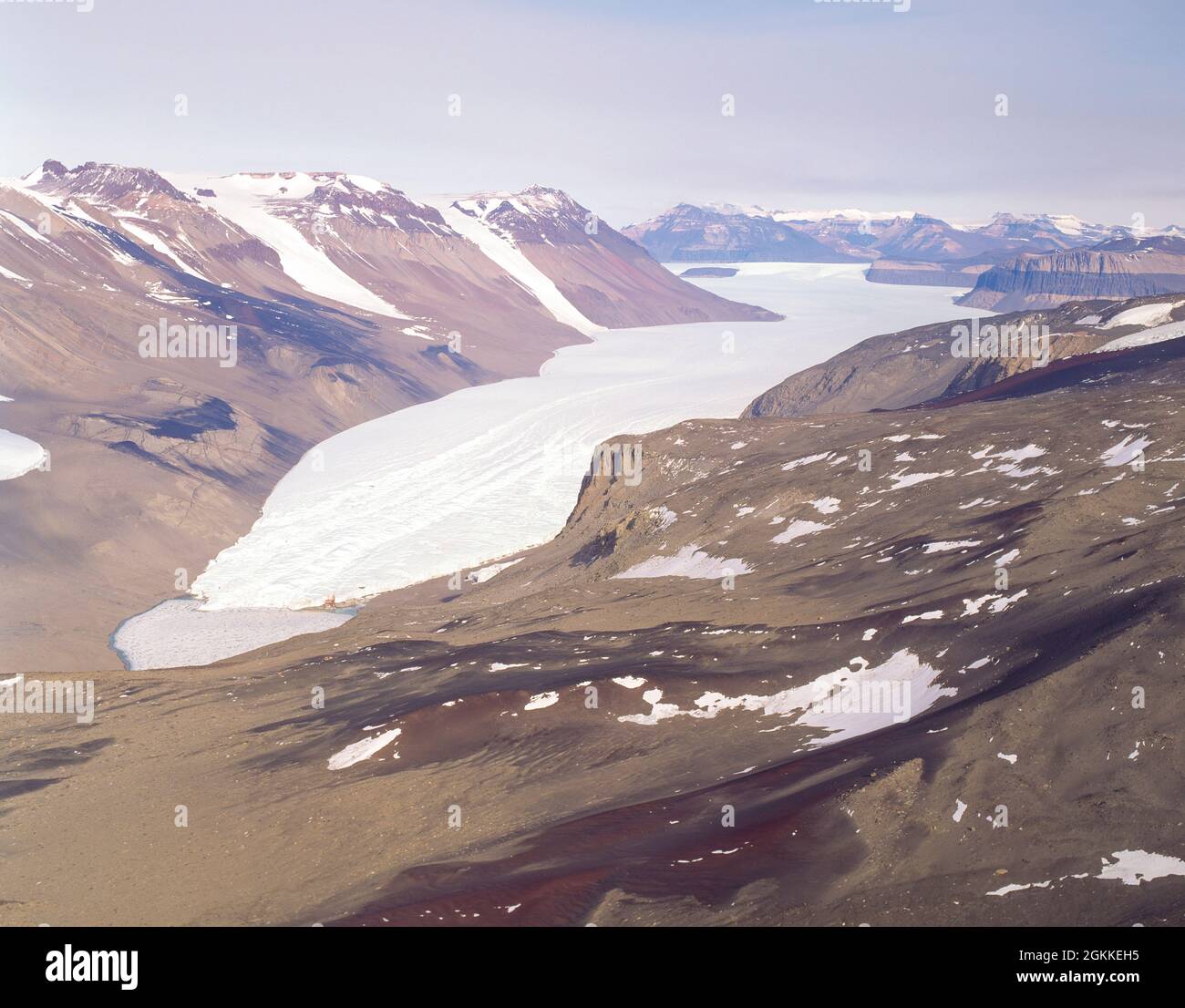 Taylor valley, Antarctica. One of the dry valleys, the dryest place on earth, it never rains. Stock Photo