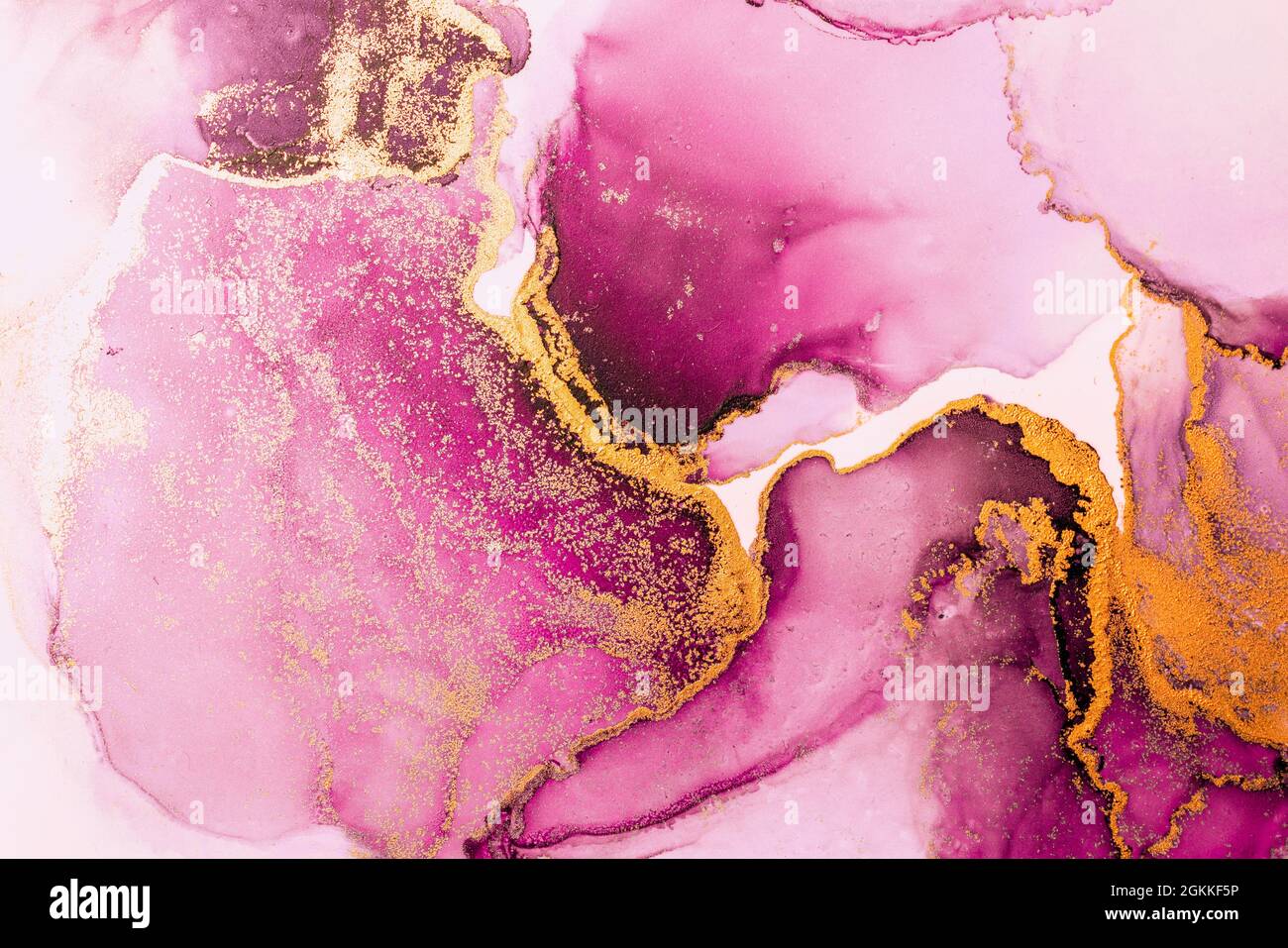 Pink gold abstract background of marble liquid ink art painting on