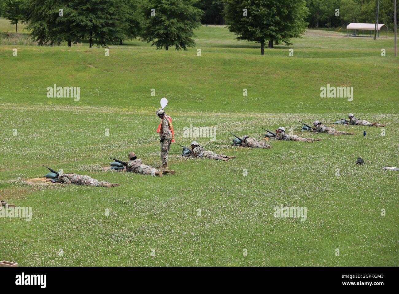 Master Sgt. Samuel Abraham, range safety officer, gives the allclear signal to the tower at the