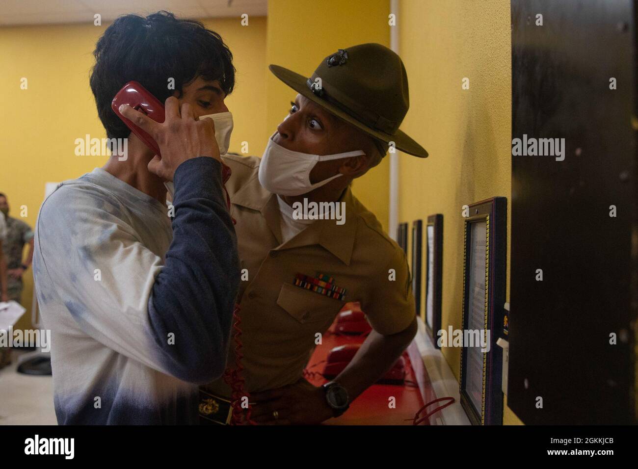 Rct Antonio Lugo Pedraza With Lima Company 3rd Recruit Training Battalion Makes His Phone Call Home During Receiving At Marine Corps Recruit Depot San Diego May 18 21 Rct Lugo Pedraza Is From Nampa