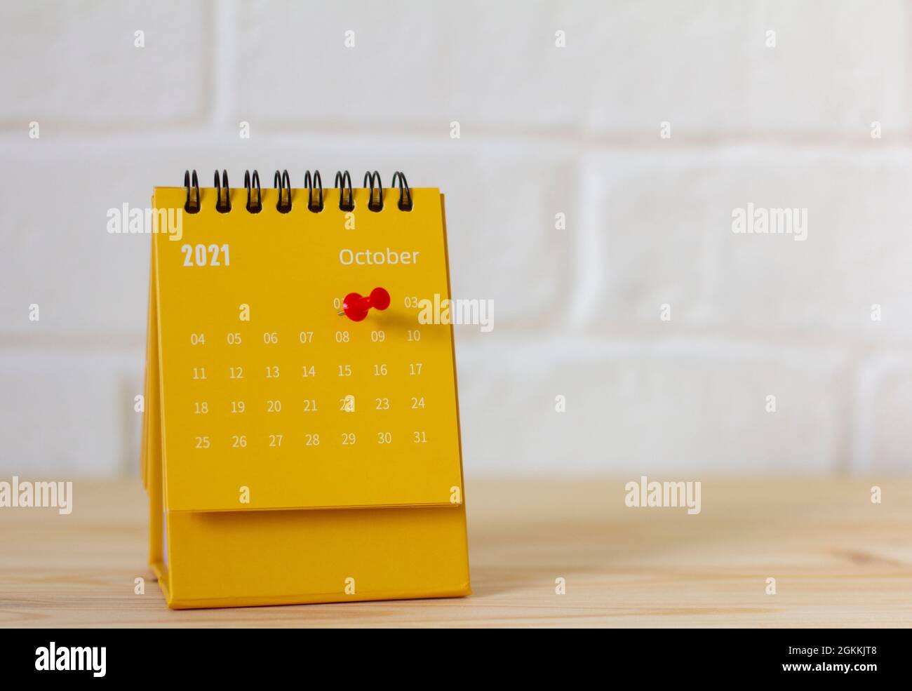 Calendar with tearoff sheets for October 2021. A desktop calendar for