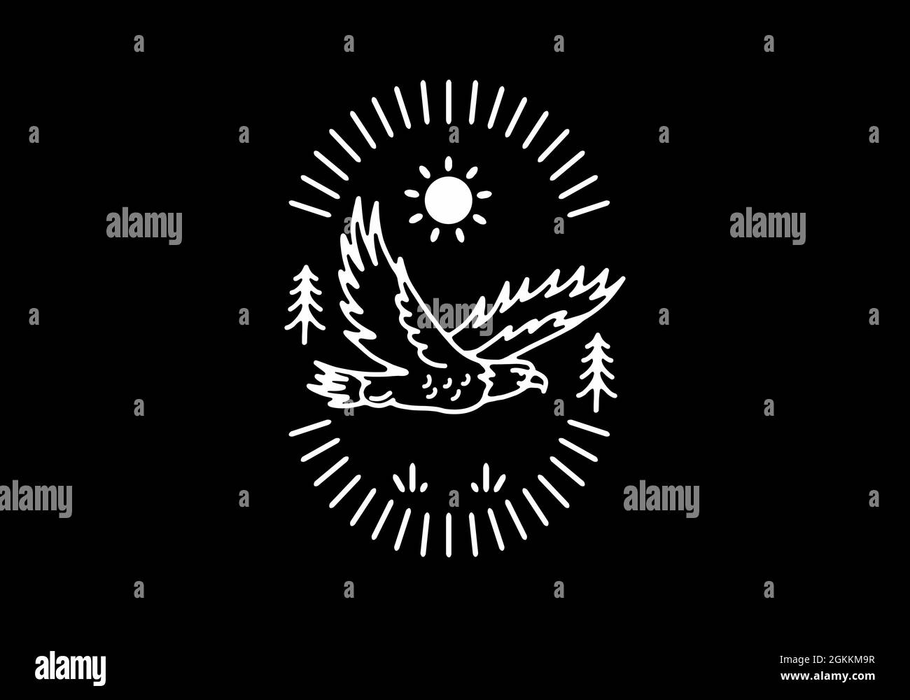 Line art illustration of flying eagle design Stock Vector Image & Art ...