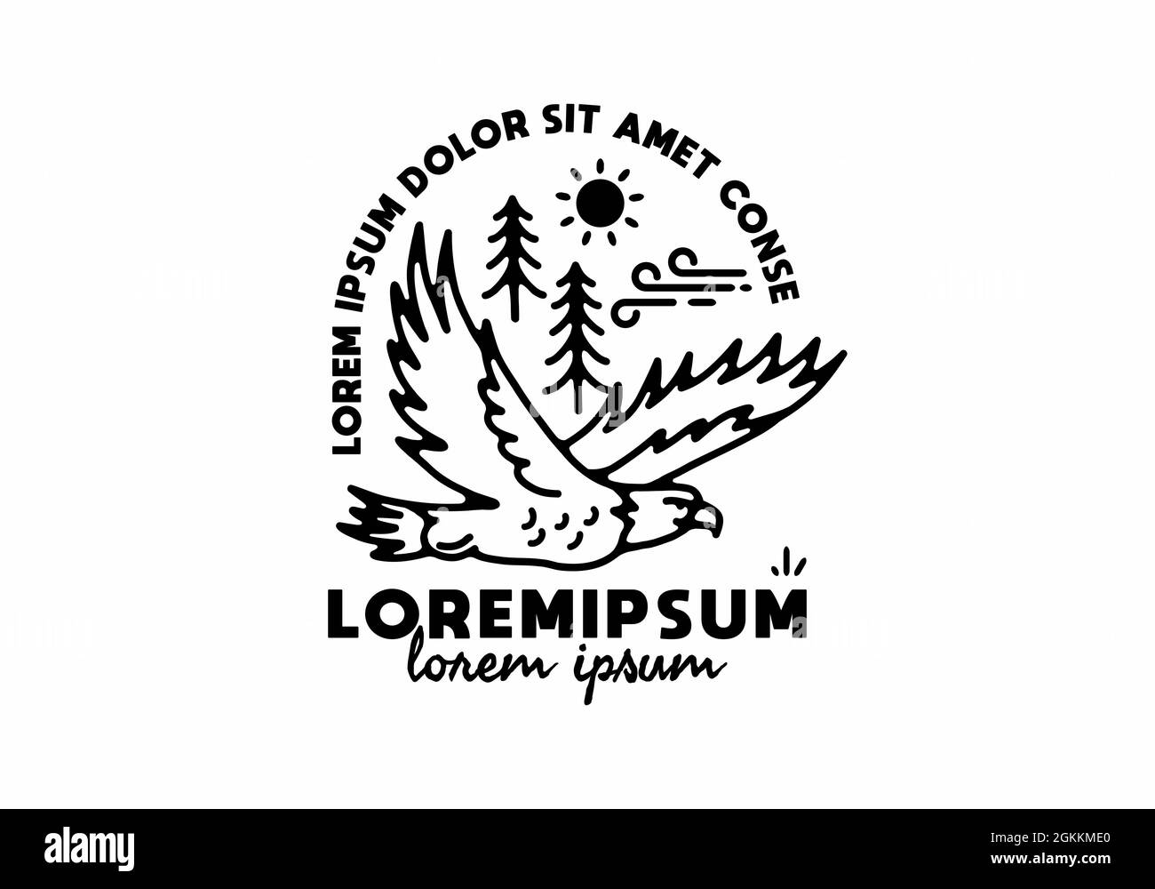 Line art illustration of flying eagle design Stock Vector Image & Art ...