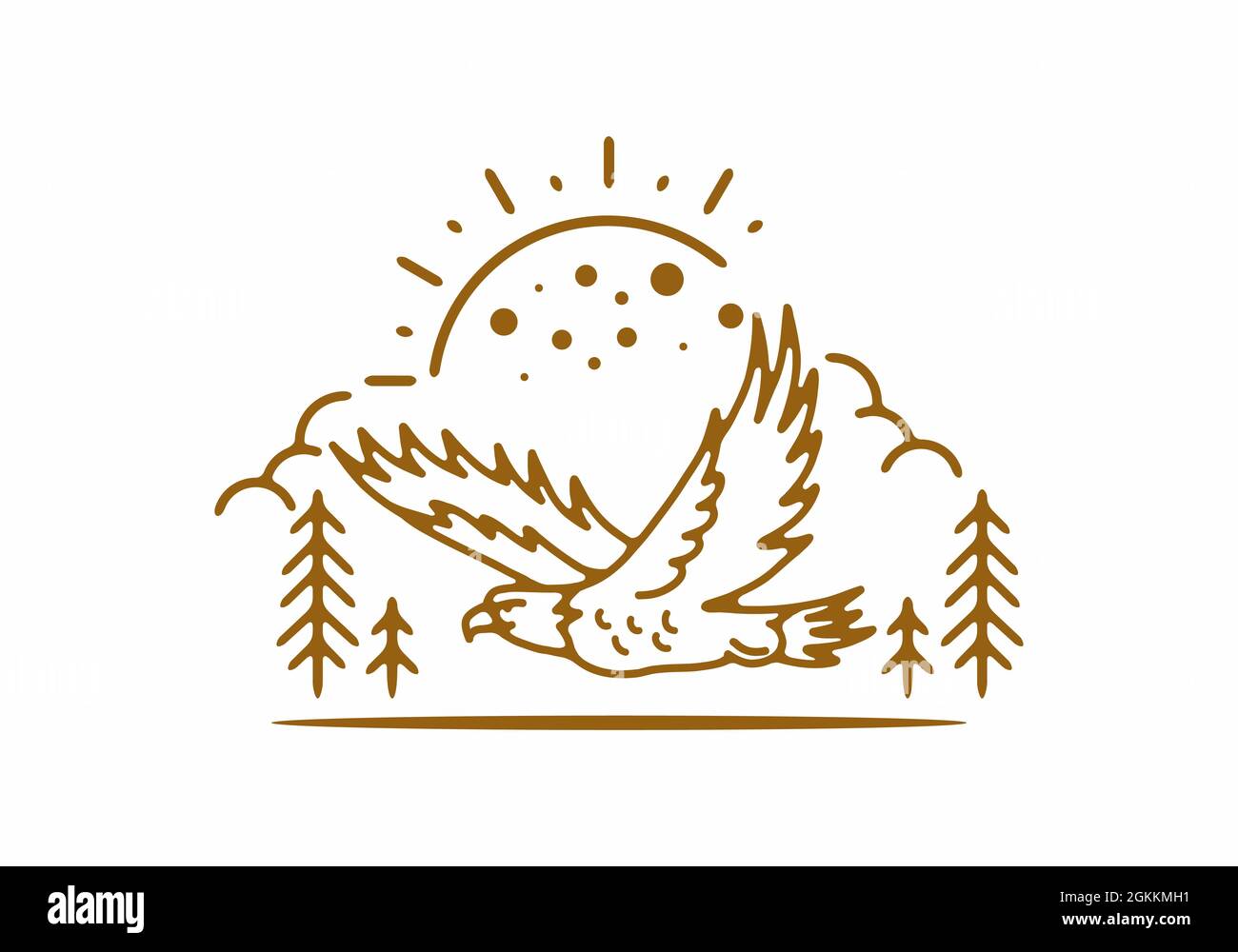 Line art illustration of flying eagle design Stock Vector Image & Art ...