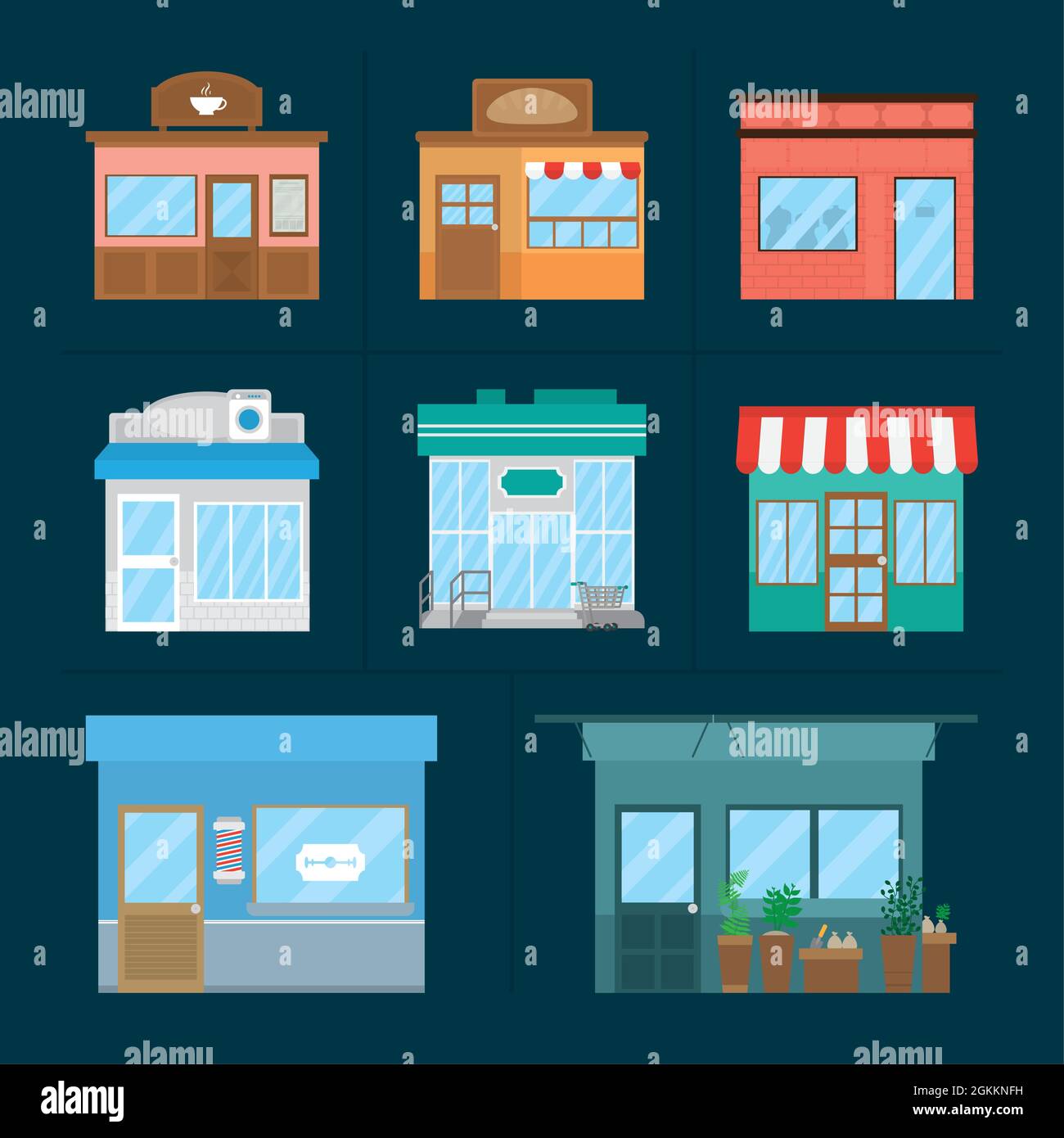 shops facades icon set design Stock Vector Image & Art - Alamy
