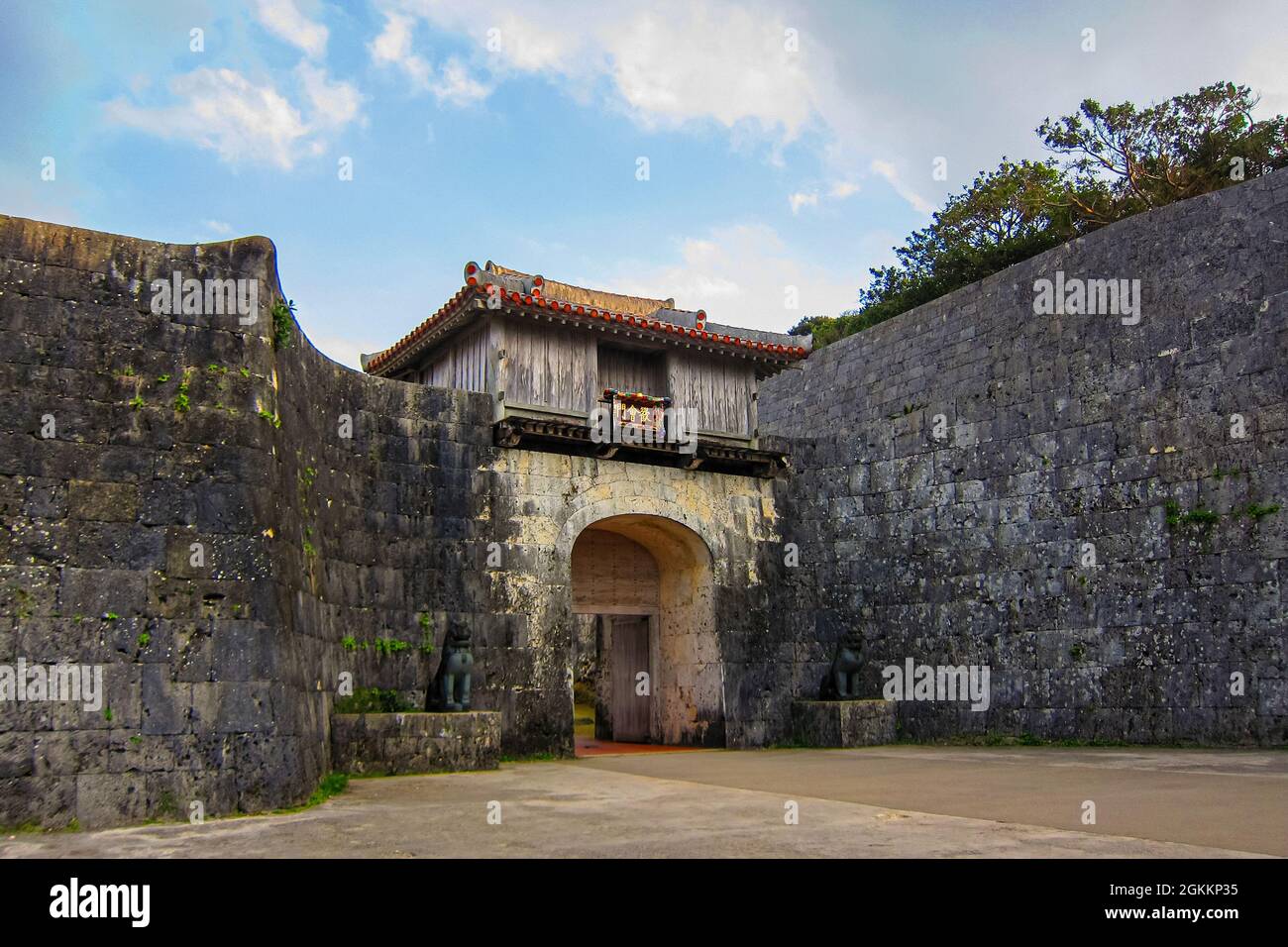 Kankaimon, the main gate of Shurijo Castle, Okinawa, Japan Stock Photo