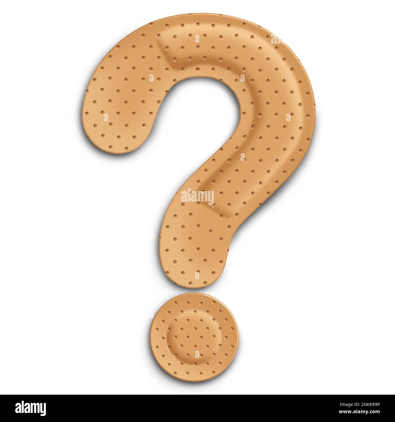 Treatment uncertainty and medical advice symbol or vaccination questions and immunization prevention medicine as adhesive bandages shaped. Stock Photo