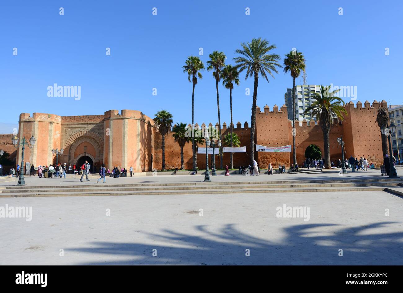 Bab el Had Square and the old city walls of Rabat, Morocco. Stock Photo