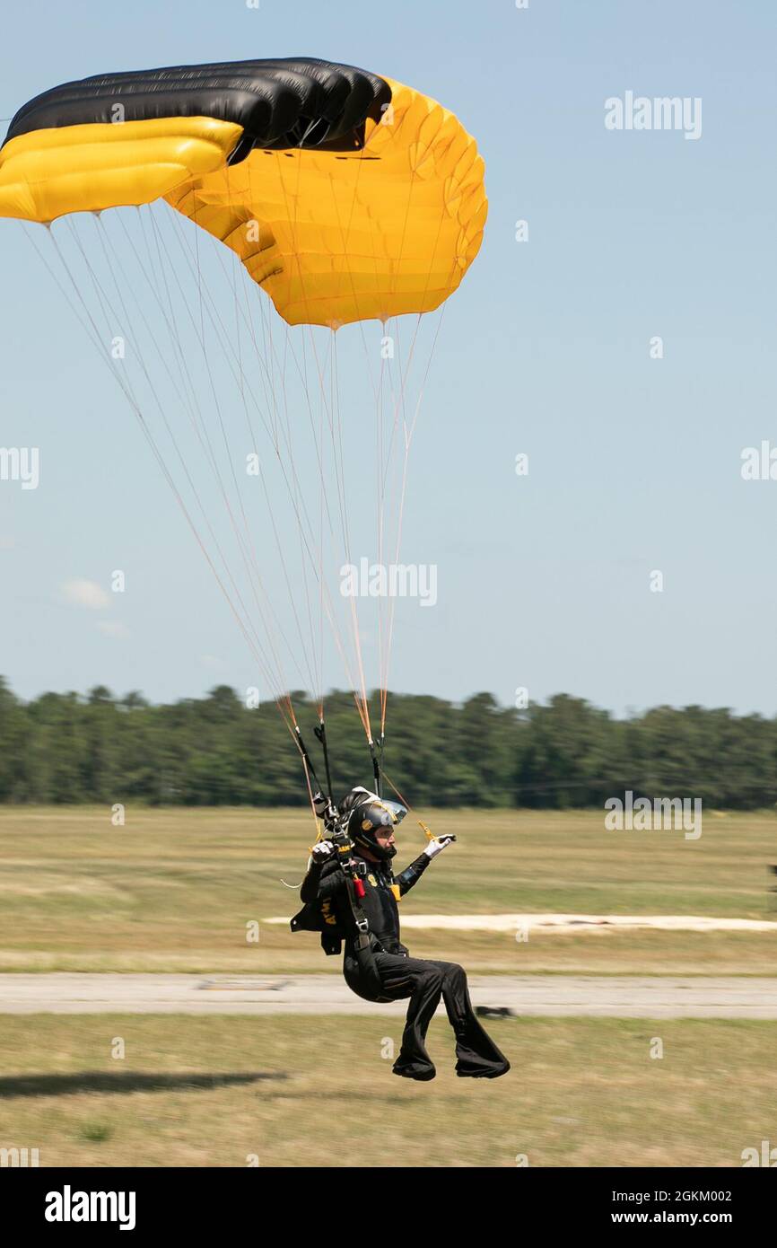 Staff Sgt. Mitch Stockenberg makes a jump over Laurinburg-Maxton Airport. Stock Photo