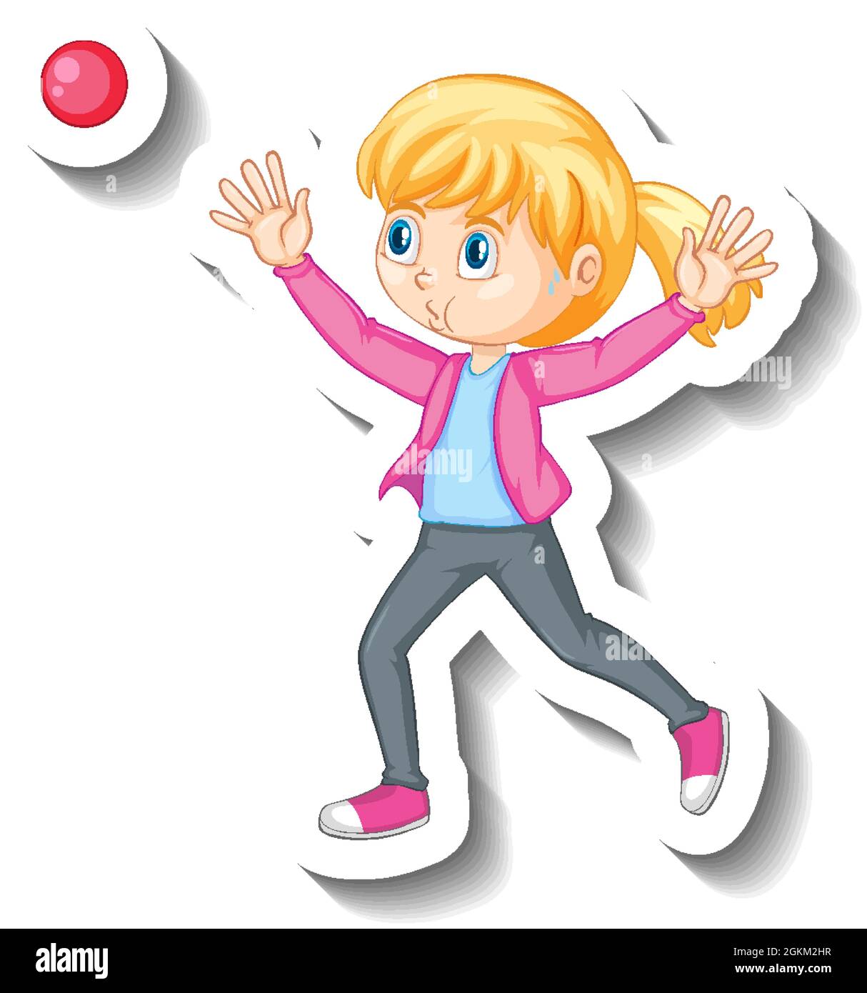 Little girl playing throwing ball Stock Vector Images Alamy