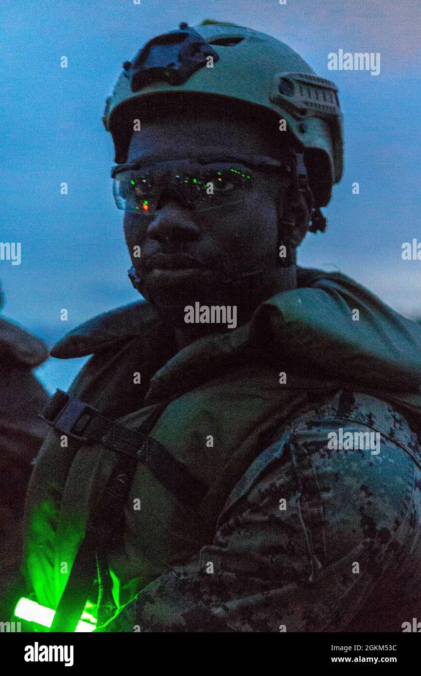 U.S. Marine Corps Lance Cpl. Victor Obakpe, an engineer equipment mechanic with India Company