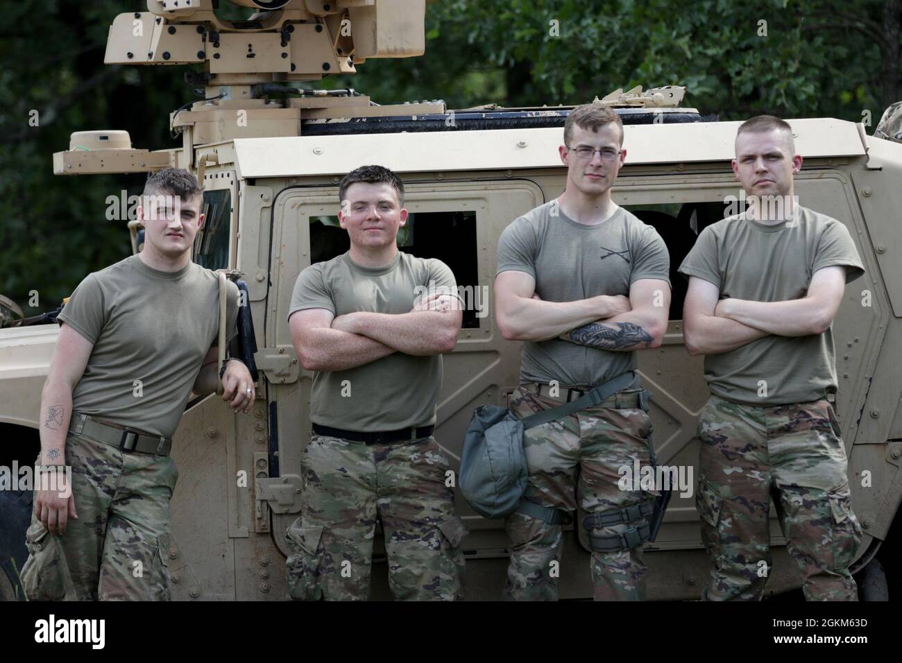 Soldiers of the 1st Battalion, 279th Infantry Battalion, acting as ...
