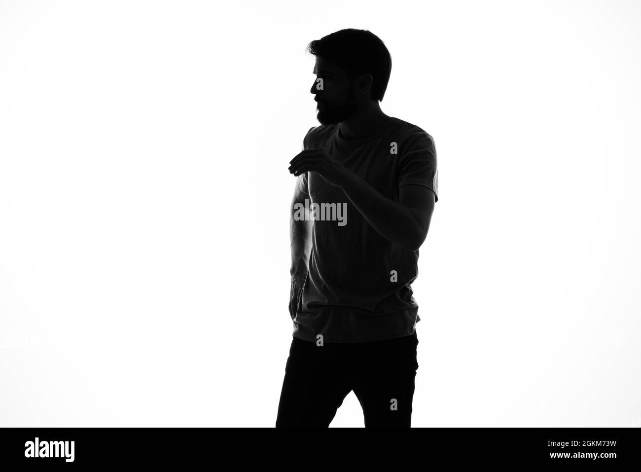 silhouette of a man and gestures with his hands posing emotions Stock ...