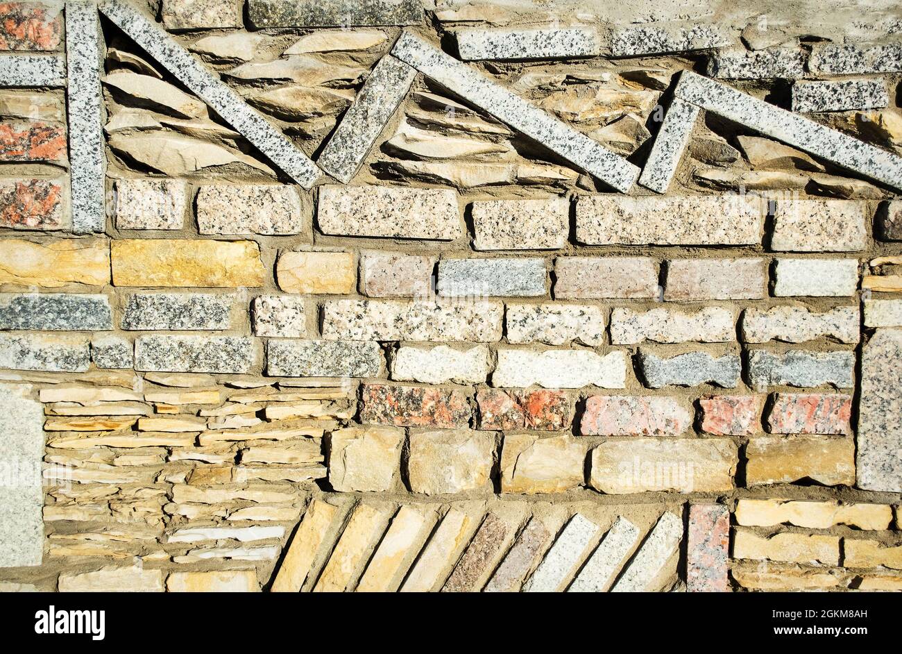 Concrete and brick wall texture or background. Closeup Stock Photo