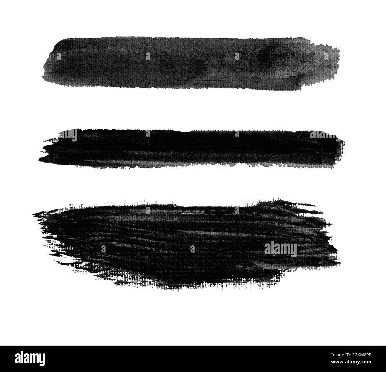 Watercolor textured ink strokes isolated on white Stock Photo