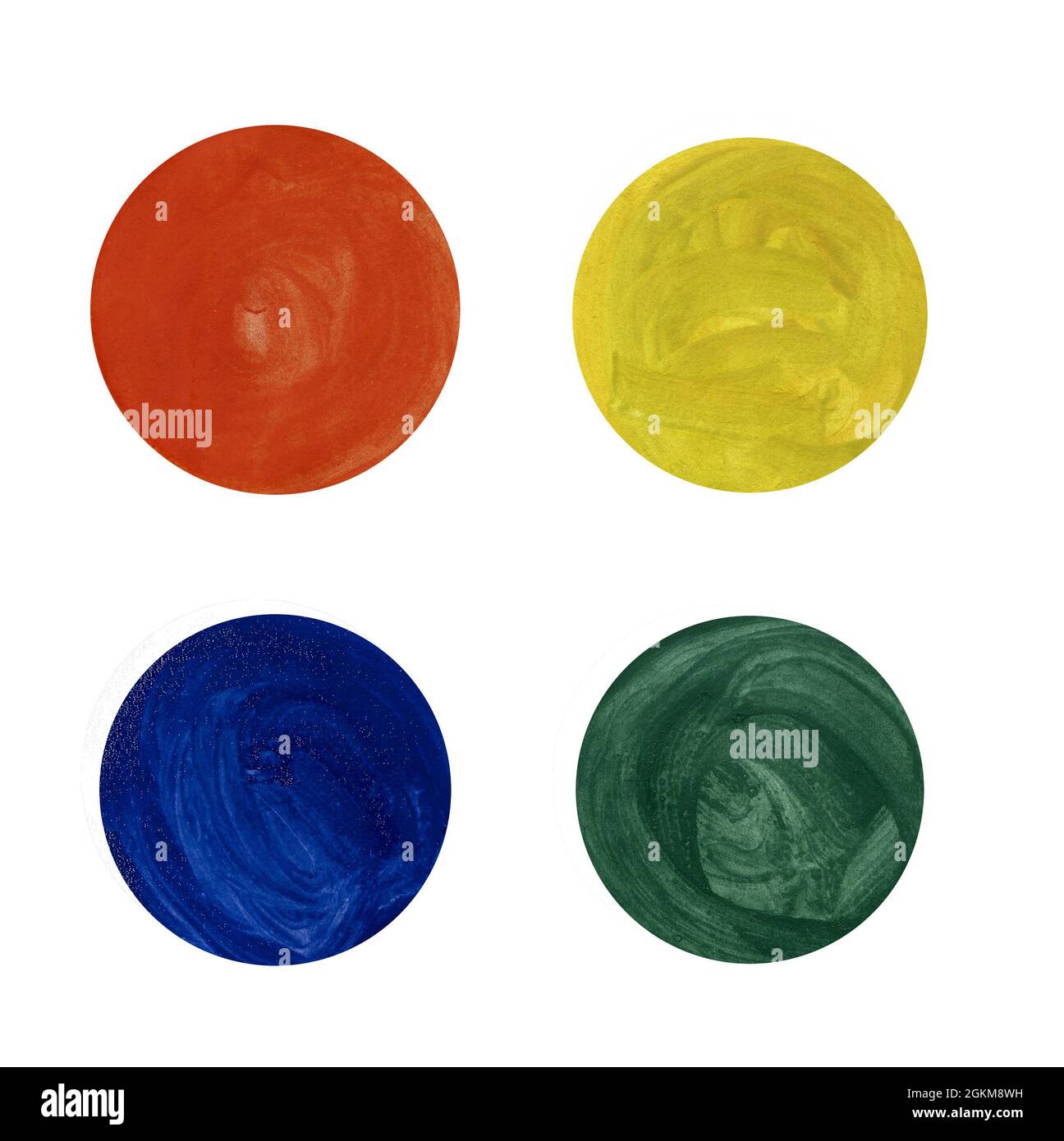 4 Beautiful bright watercolor circle design elements. Stock Photo