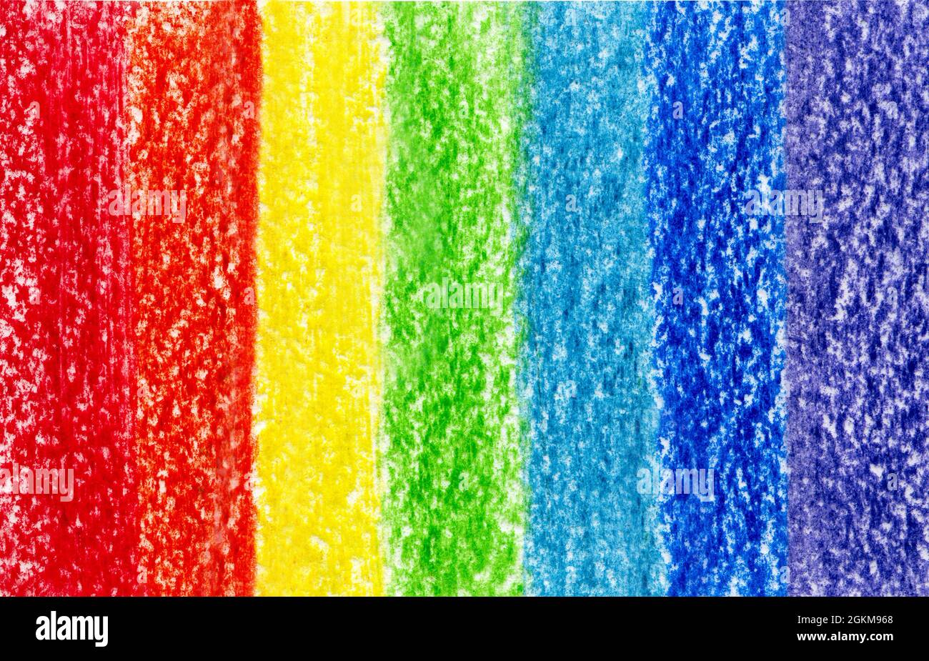 Seven crayon pencil colored paint strokes background Stock Photo