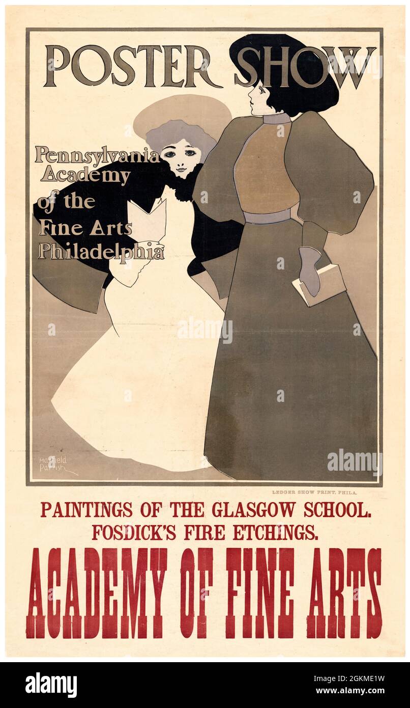 Maxfield Parrish, Academy of Fine Arts: Poster Show, poster, 1896 Stock Photo