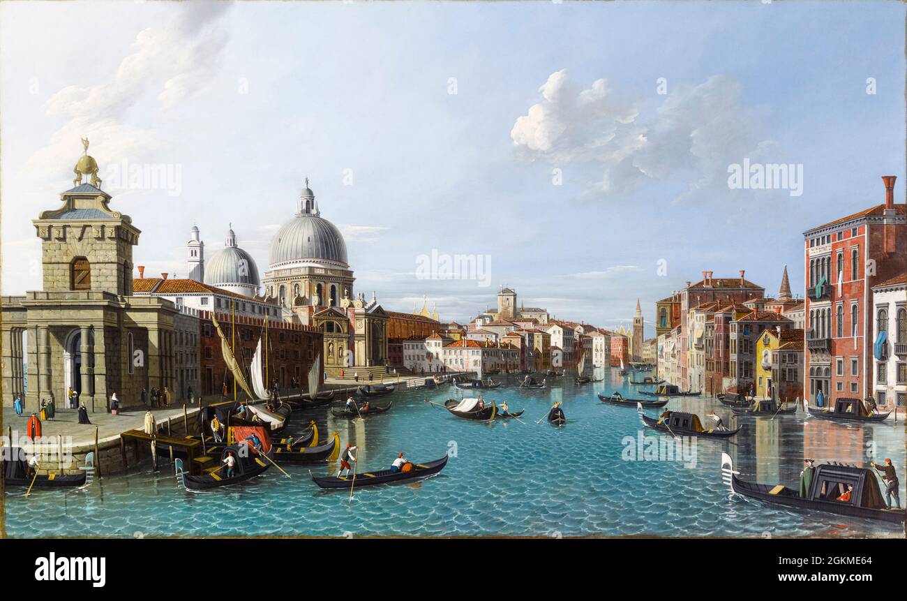 Giovanni Antonio Canal, called Canaletto, landscape painting, Santa Maria della Salute, and, Grand Canal, Venice, 1700-1799 Stock Photo