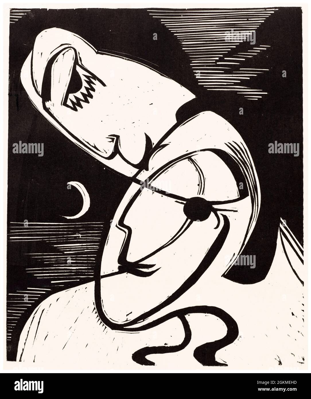 The Kiss, woodcut print by Ernst Ludwig Kirchner, 1930 Stock Photo