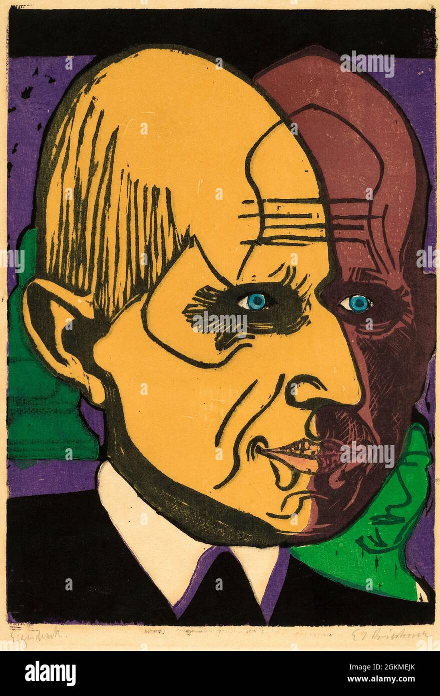 Head of Dr Bauer, woodcut print by Ernst Ludwig Kirchner, 1933 Stock Photo