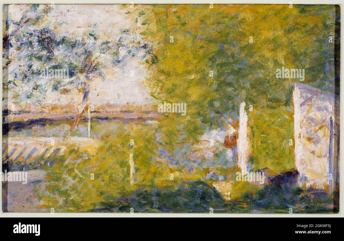 Georges Seurat, The Bridge at Bineau, landscape painting, before 1891 Stock Photo