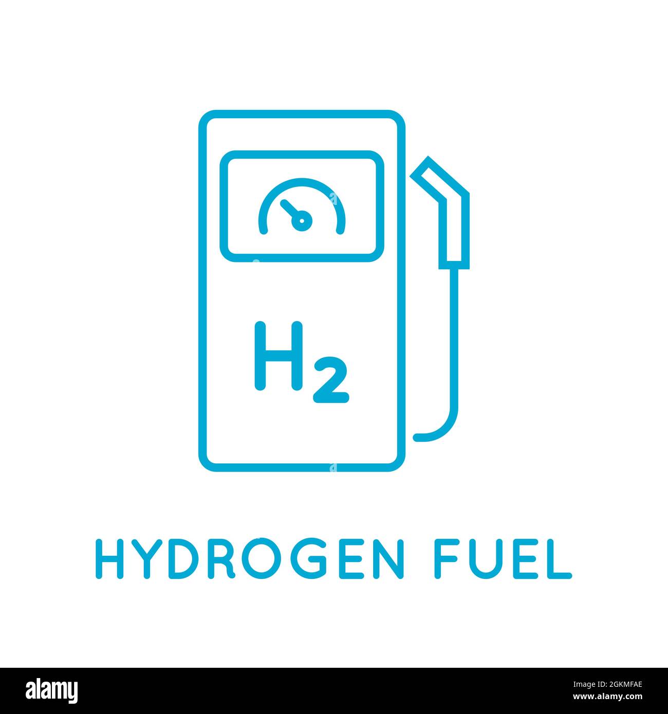 Hydrogen car station line icon. Hydrogen fuel filling station. H2 gas