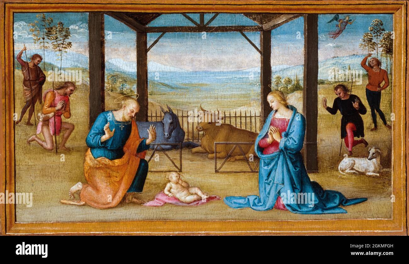 The Nativity, painting by Perugino, 1500-1505 Stock Photo