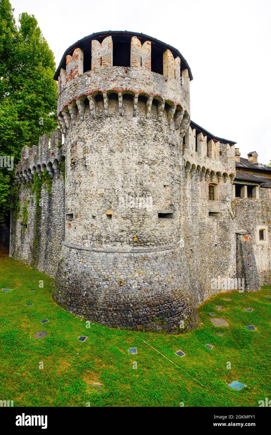 Medieval Visconteo Castle (Castello Visconteo) built IX-XVIII cent. Locarno, 1495 Louis XII of France offered Locarno to the Swiss Confederacy for mil Stock Photo