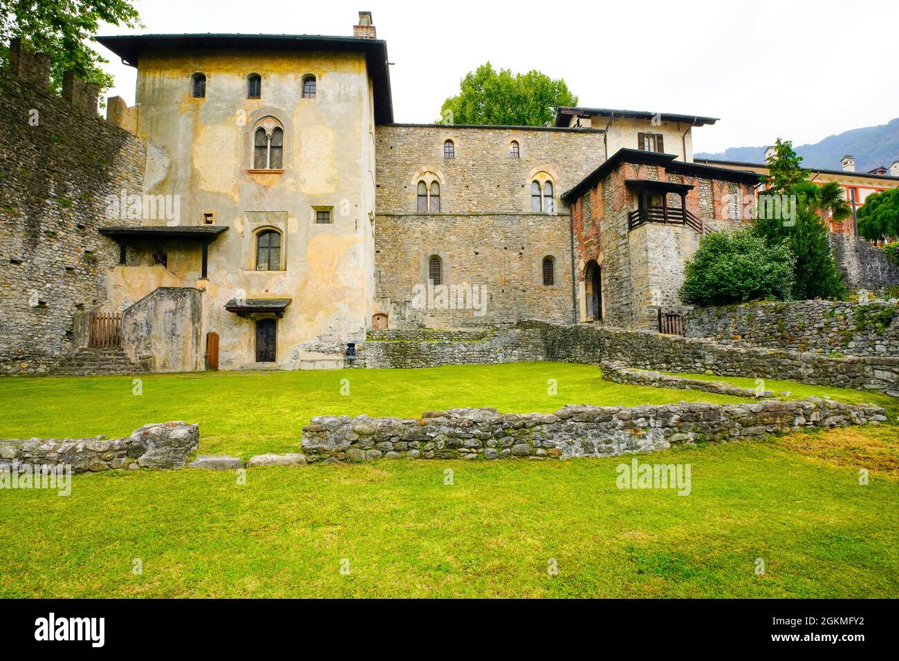 Medieval Visconteo Castle (Castello Visconteo) built IX-XVIII cent. Locarno, 1495 Louis XII of France offered Locarno to the Swiss Confederacy for mil Stock Photo