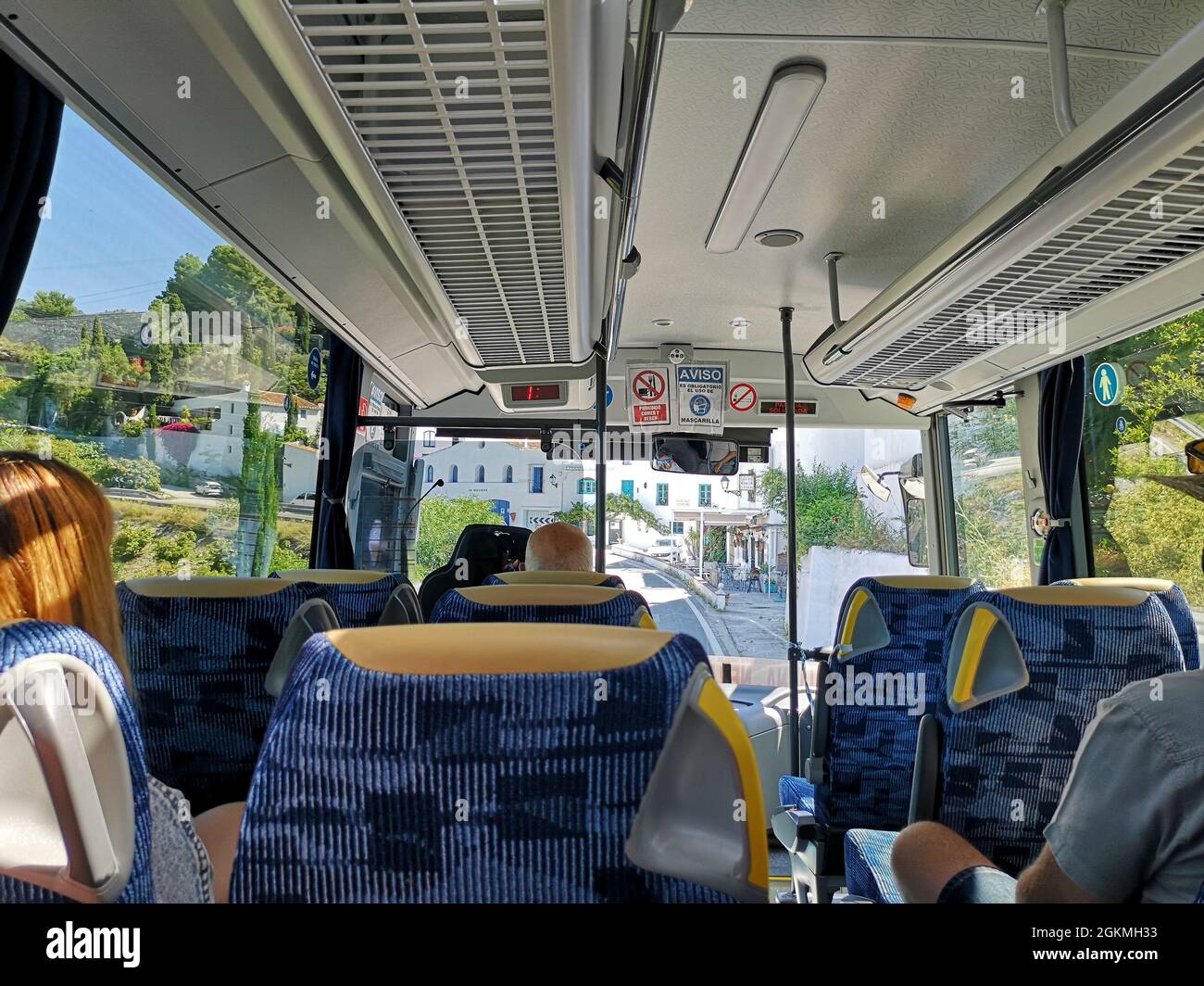 Local bus service between Nerja and Frigiliana passing through La Molineta, Malaga Province, Andalucia, Spain Stock Photo