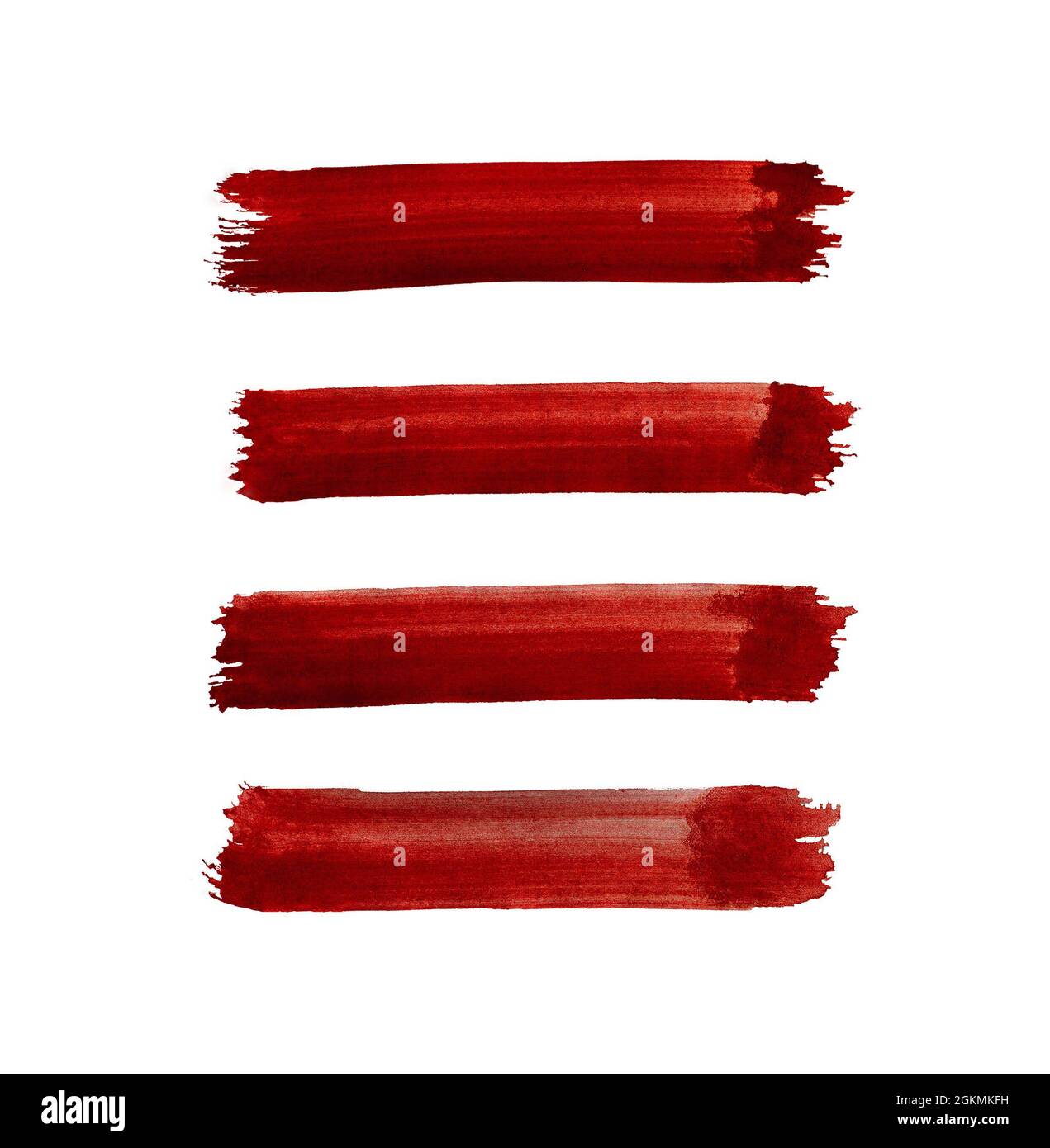 Watercolor red painted lines isolated on white Stock Photo