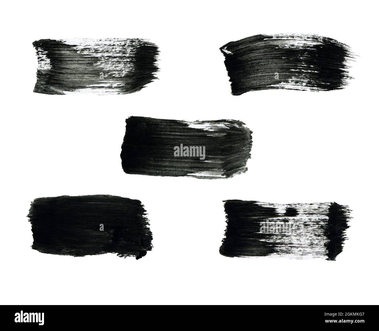 High resolution abstract black watercolor painted strokes isolated on ...
