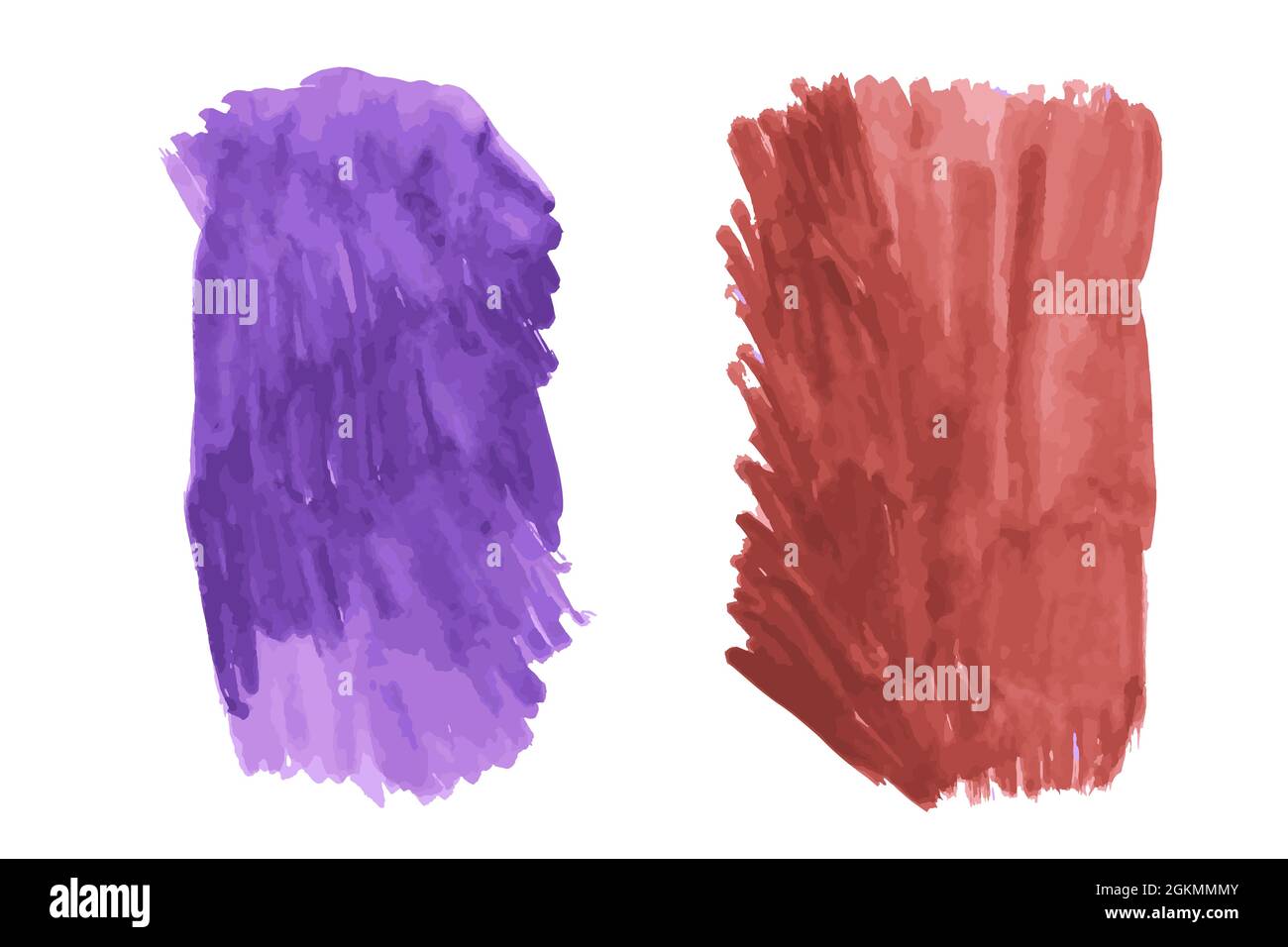 A set of two colored watercolor brush strokes. Vector elements for ...