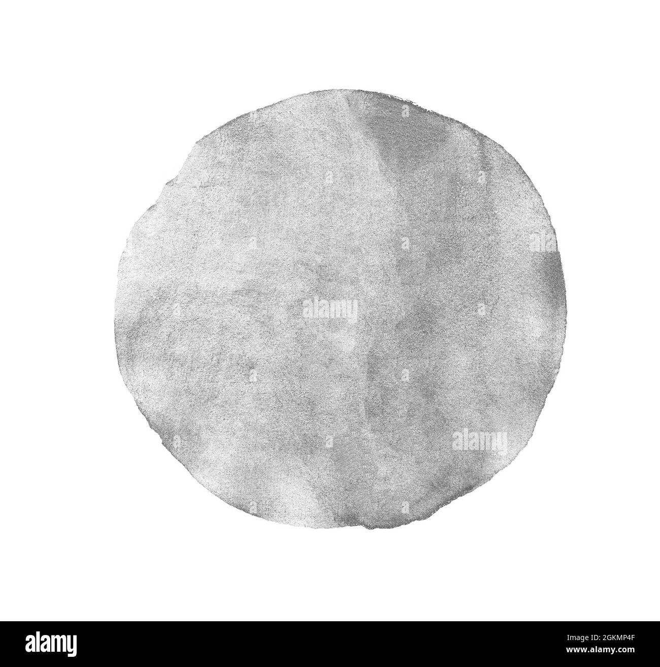 Monochrome grey circle watercolor texture paint isolated. Closeup Stock Photo