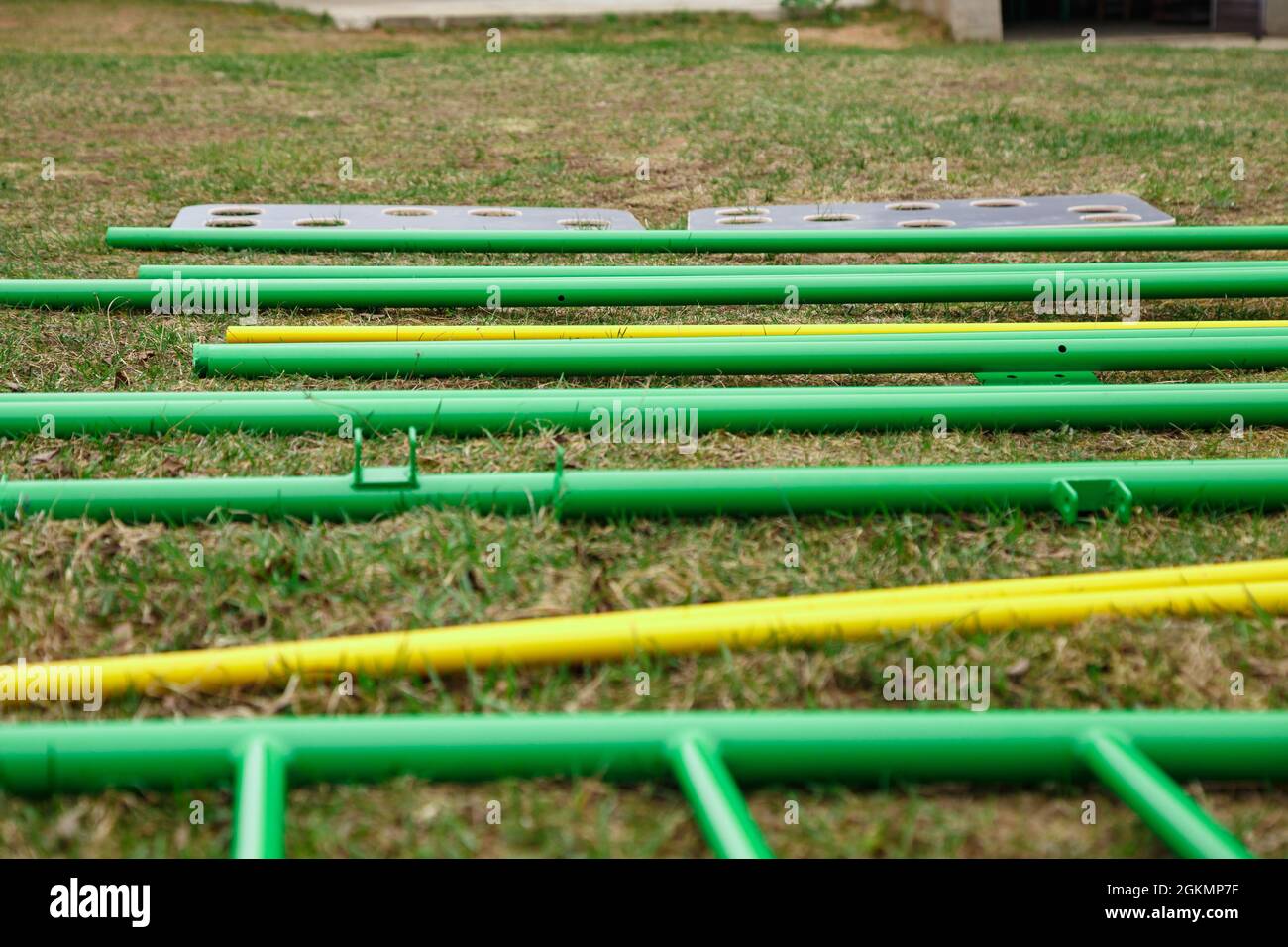 The metal details of playground on the ground Stock Photo