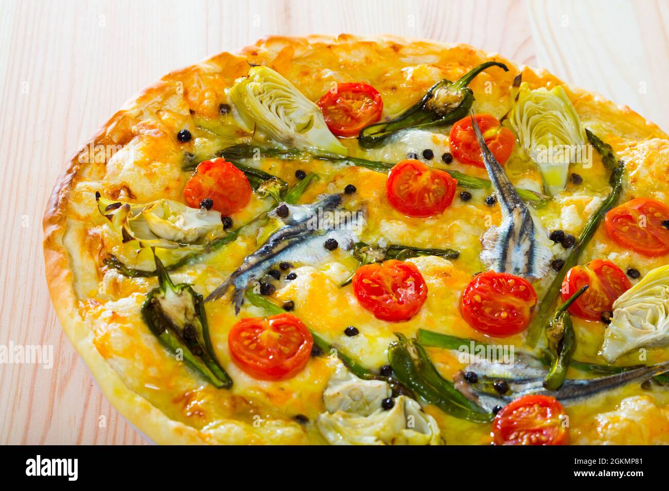 Italian pizza with anchovies Stock Photo Alamy