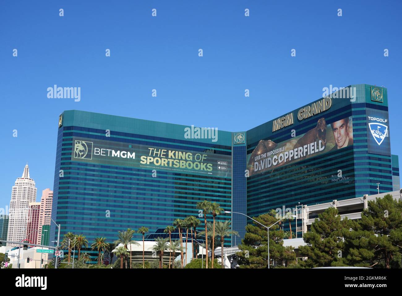 The MGM Grand Hotel, Tuesday, Sept. 14, 2021, in Las Vegas. Stock Photo
