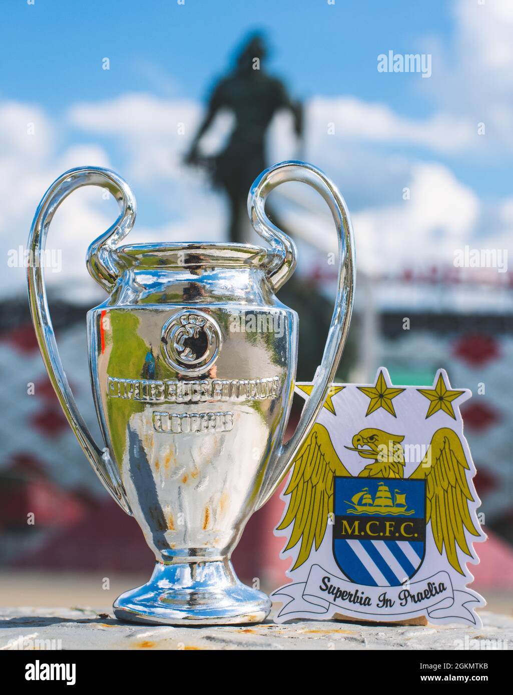 June 14 21 Manchester Uk The Emblem Of The Manchester City Football Club And The Uefa Champions League Cup Against The Backdrop Of A Modern Stadi Stock Photo Alamy June 14 21 Manchester Uk The Emblem Of The Manchester City Football Club And The Uefa Champions League Cup Against The Backdrop Of A Modern Stadi Stock Photo Alamy