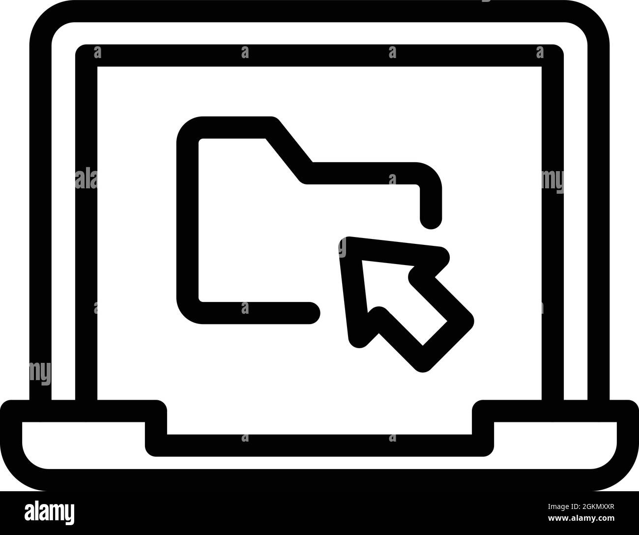Laptop folder icon outline vector. Computer document. Internet file ...