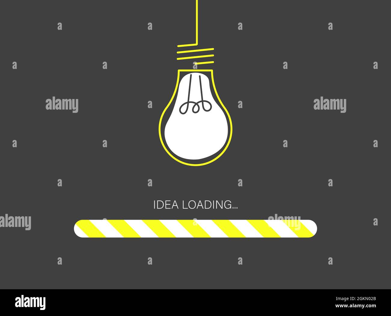 Loading new idea concepts with light bulb in yellow color Stock Vector