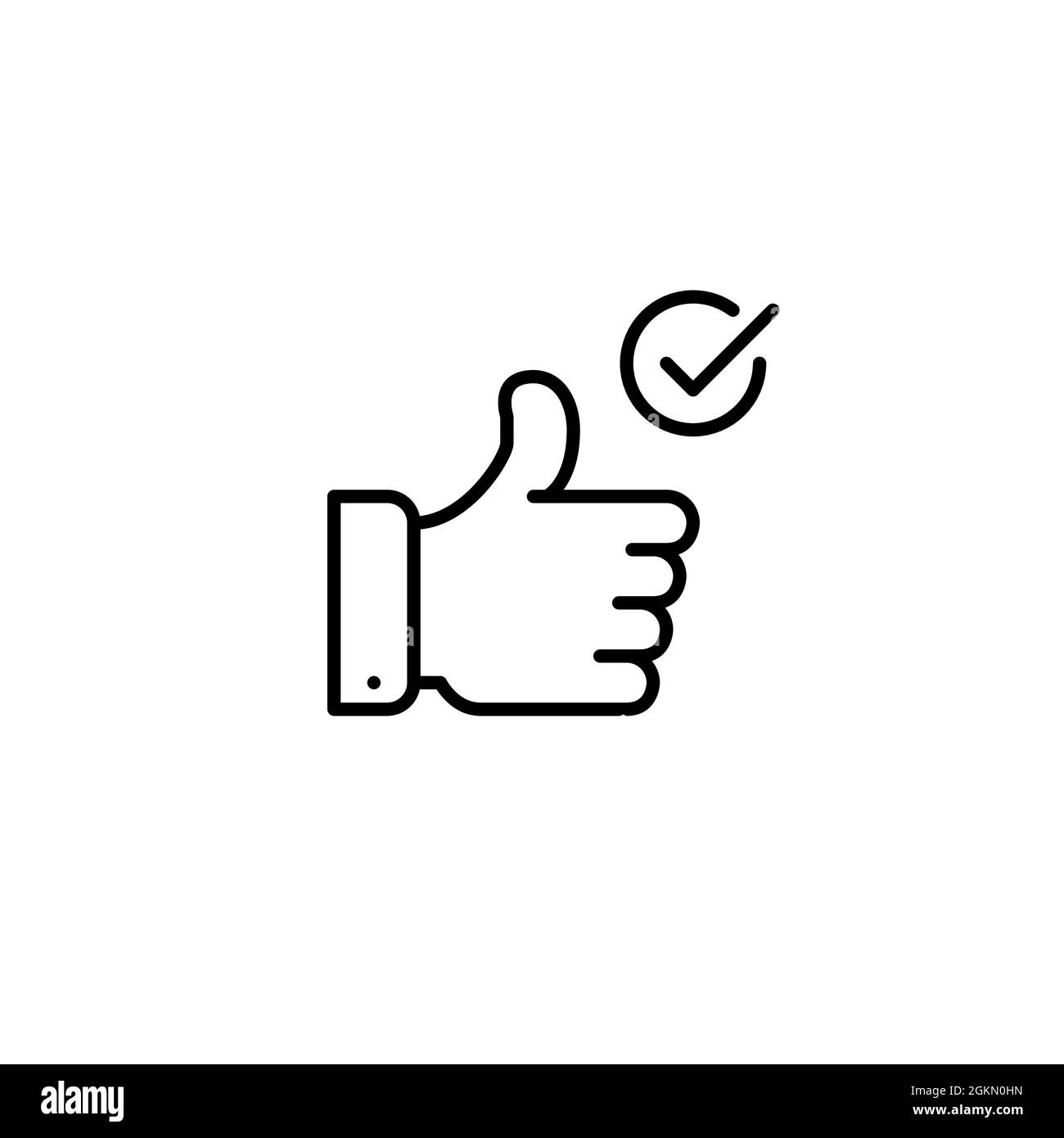 Approved quality sign thumbs up icon. Pixel perfect editable stroke