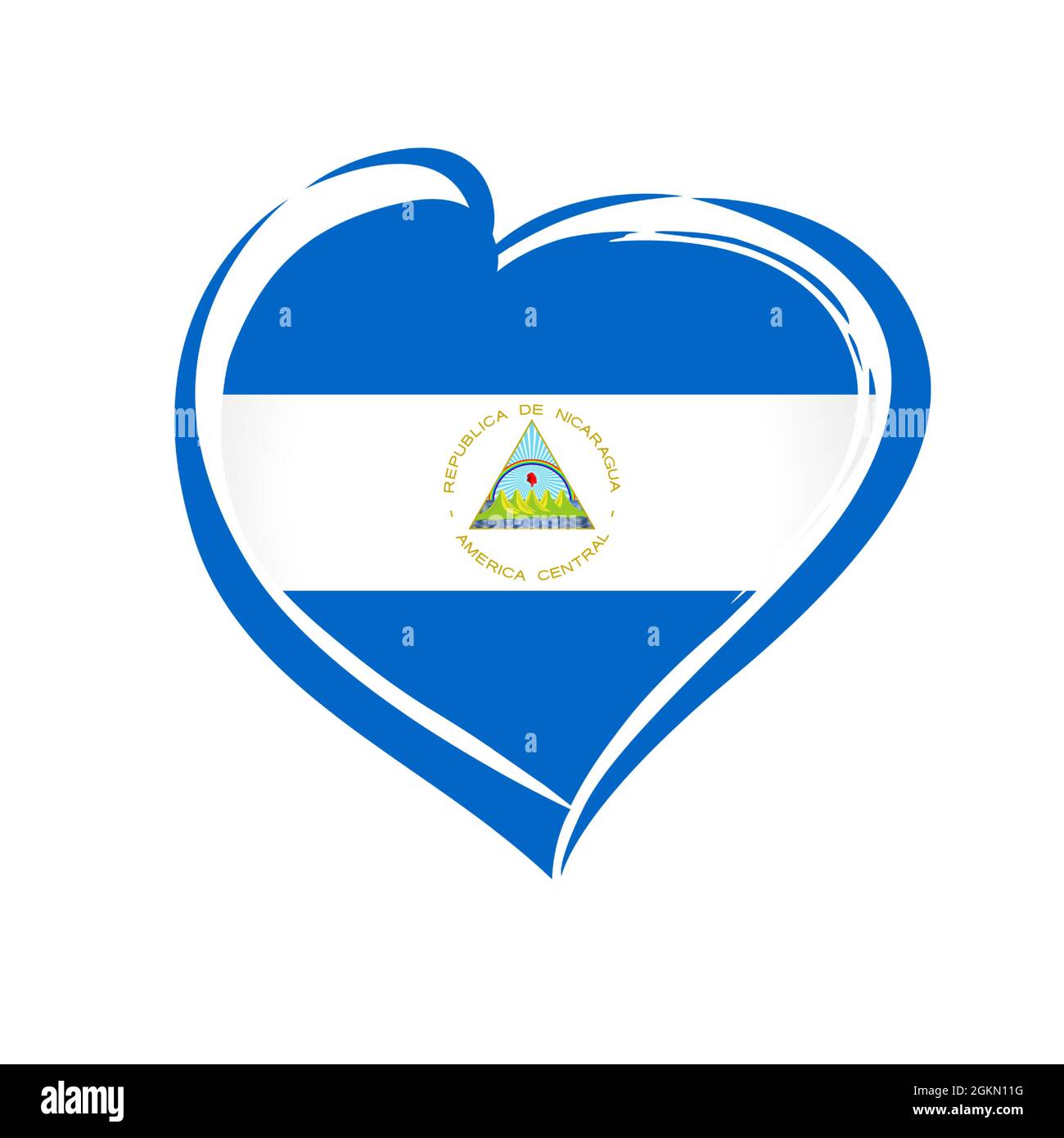 Love Nicaragua flag emblem. 200 years anniversary, Nicaraguan Bicentennial Independence Day from Spain. Celebration vector sign with flag in heart Stock Vector