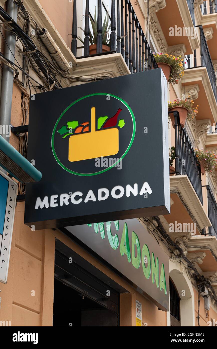 VALENCIA, SPAIN SEPTEMBER 14, 2021. Mercadona supermarket in Valencia