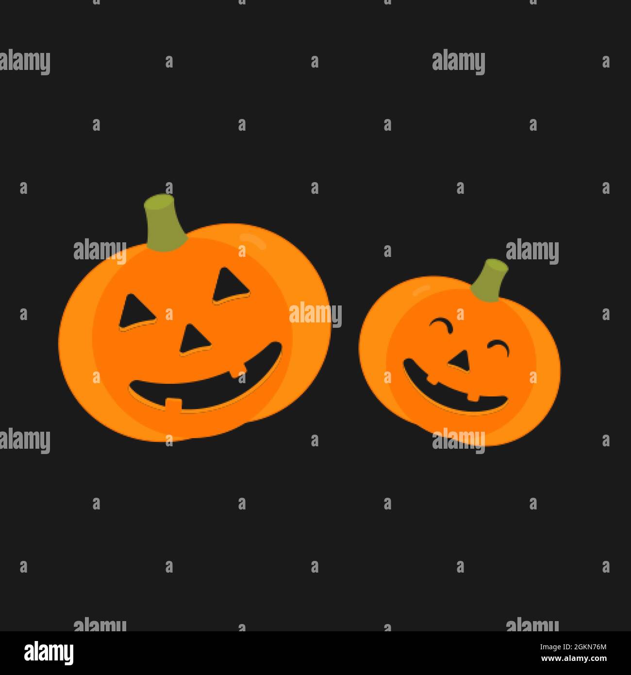 Halloween cute pumpkins on the black background Stock Vector Image ...
