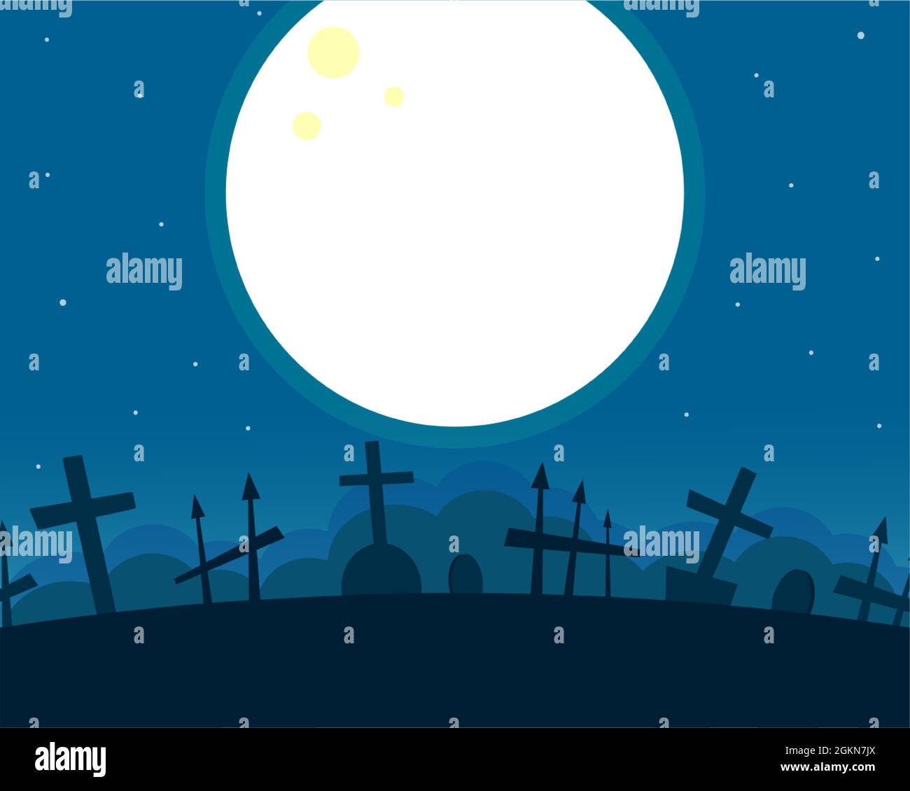 Night cemetery with graves, Idea for Halloween Stock Vector