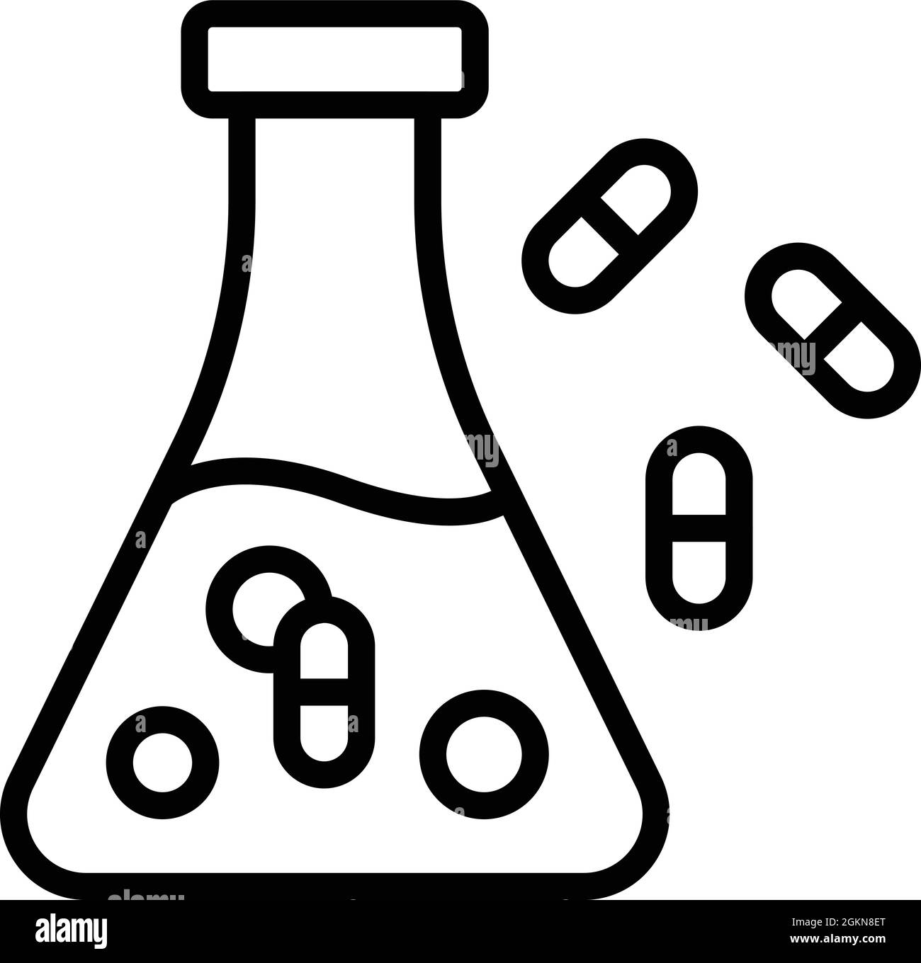 Medical flask icon outline vector. Lab chemistry. Science laboratory Stock Vector