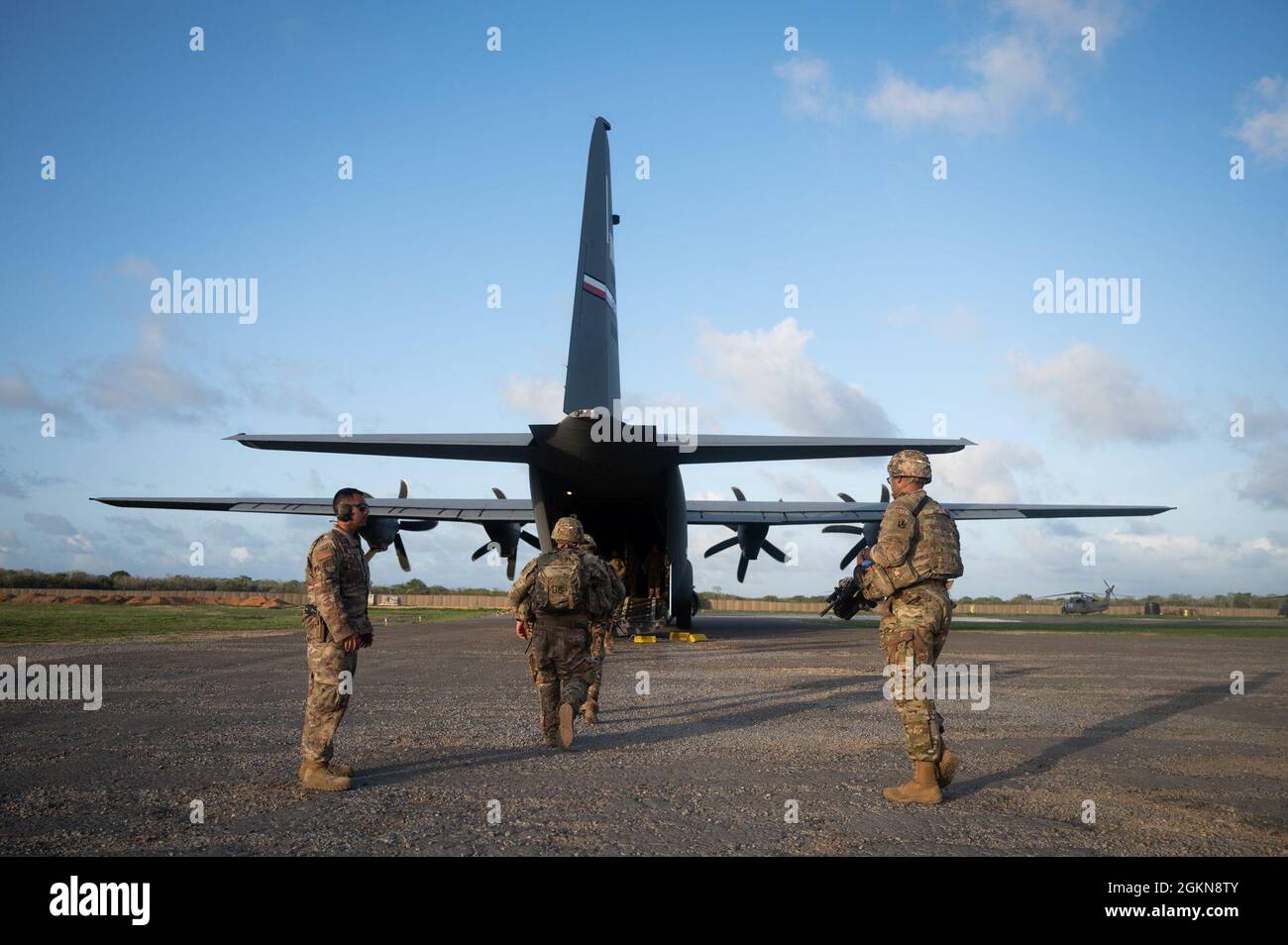 U.S. Army Soldiers from the East Africa Response Force (EARF) deployed to participate in a rapid response crisis training exercise in Kenya, June 3, 2021. The training bolstered the East African Response Force capabilities and demonstrated how U.S. forces can rapidly respond to deter the threat posed by violent extremist organizations. Stock Photo